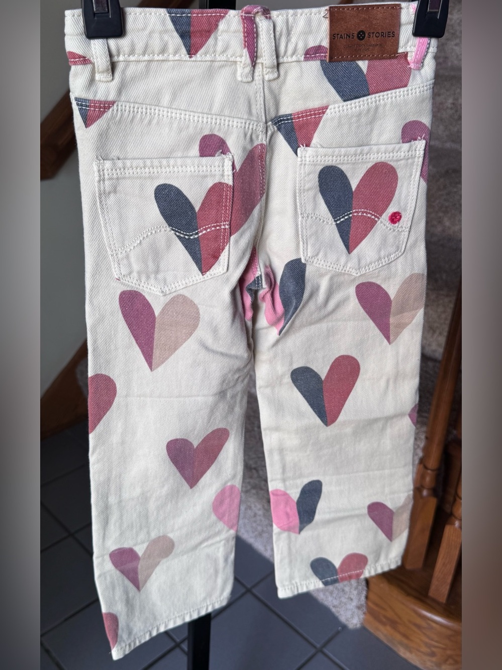 NWT Girls’ Stains & Stories Heart Print Denim Pants - Sz. 104 (4) - Picture 4 of 11